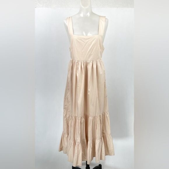 By Anthropologie Square-Neck Tiered Cotton Lined Midi Dress small - Picture 2 of 11